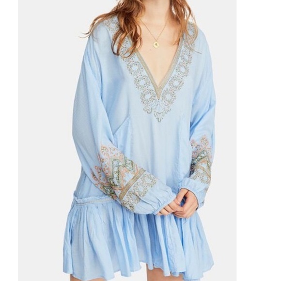 Free People Tops - Free People Wild One Embroidered Peasant Tunic. S